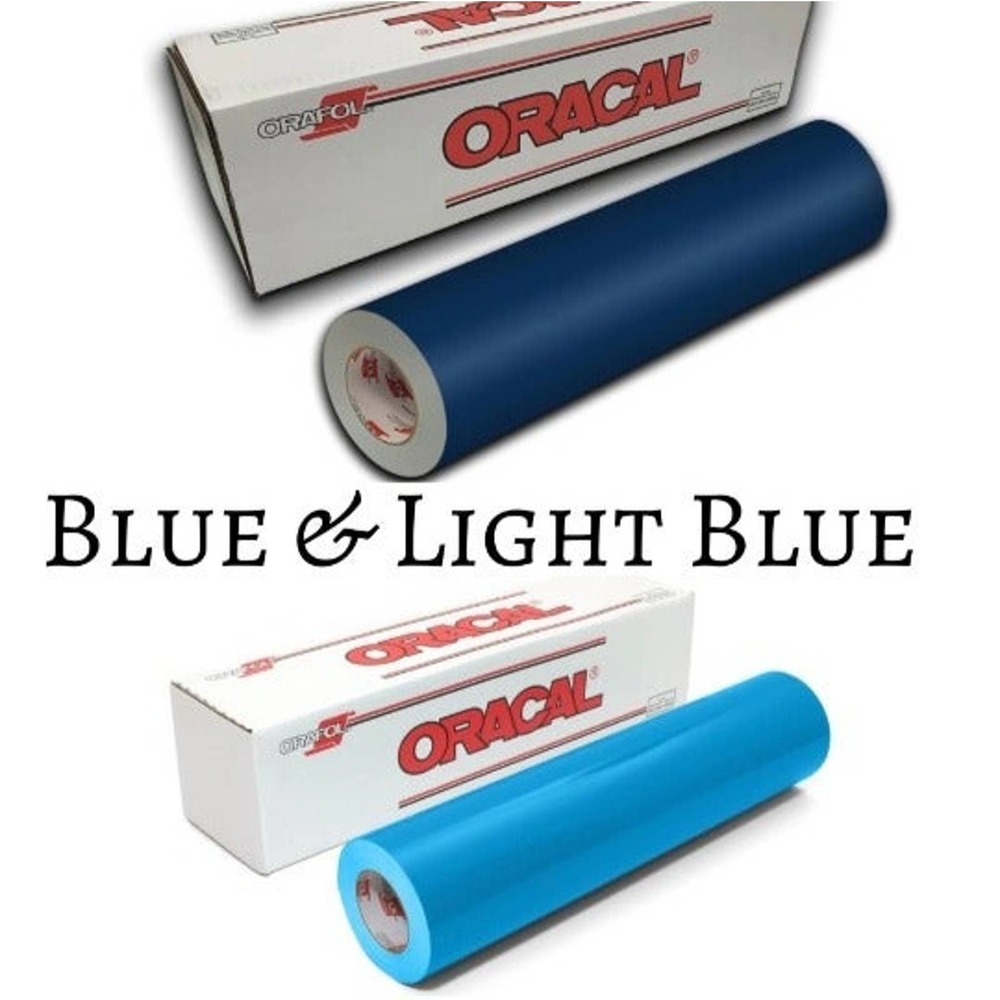 2 Pack 12"x 1 Yard Oracal 651 BLUE & LIGHT BLUE Cricut Hobby Craft Vinyl Decal